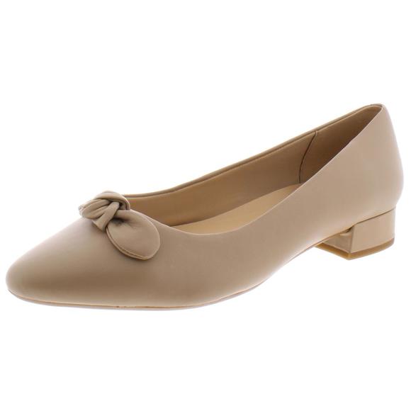 Easy Spirit Womens Calasee Taupe Leather Low Heel Dress Heels Shoes Defect - Picture 1 of 3